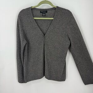 Grace cashmere 100% cashmere light weight Gray V-Neck cardigan Sweater XL